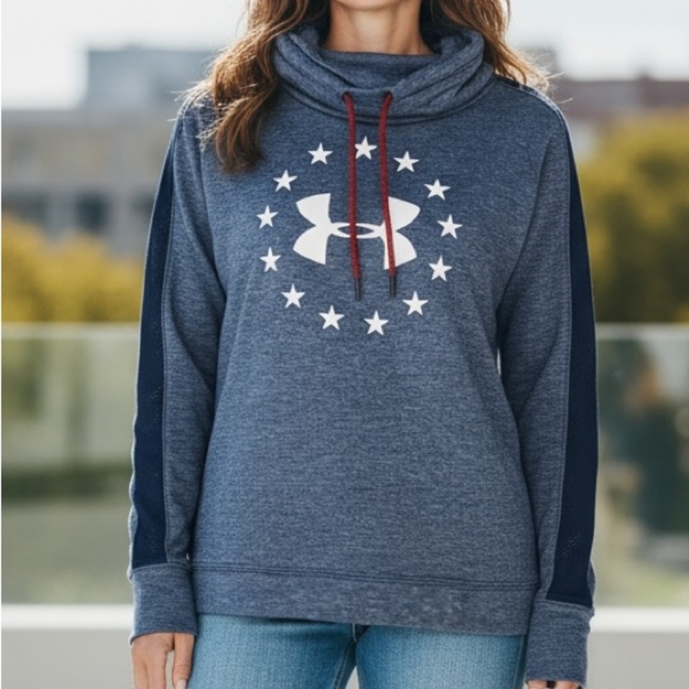 Under Armour Women's Navy Sweatshirt with Red Accents